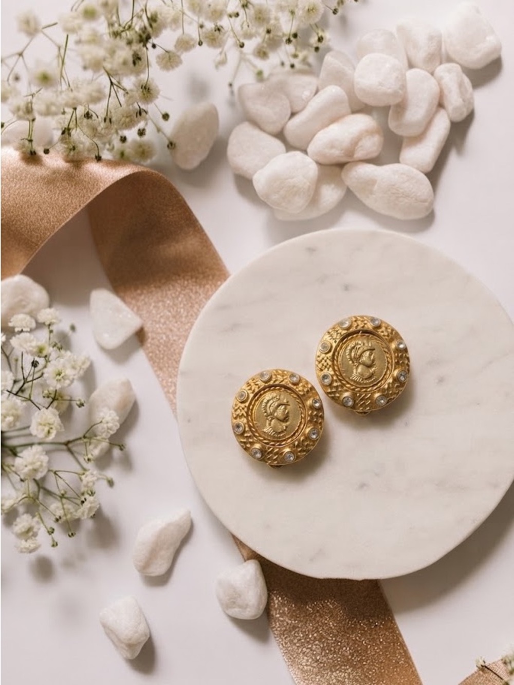 Vintage Two-Toned Convertible Roman with Crystal Accent Earrings